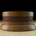 Elegant Wooden Cylindrical Base With Intricate Carved Patterns And Smooth Surface 3d model