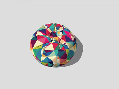 Colorful Geometric Pattern Round Ottoman With Modern Artistic Design And Soft Surface 3d model