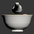 Traditional Chinese Tangyuan in White Bowl with Soup Pink White and Black Balls and Spoon