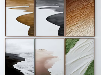 Abstract Wall Art Collection With Natural Texture And Earthy Tones For Home Decor 3d model