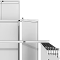 Modern Storage System With Metal Frame Glass Doors And Sleek Layered Shelves