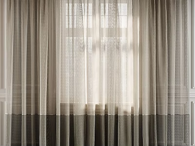 Layered Curtains With Light And Dark Tones Filtering Natural Light Through Window 3d model