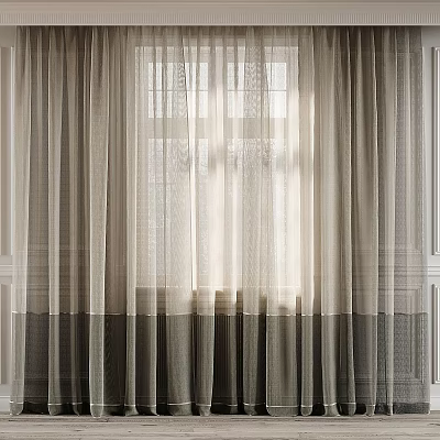 Layered Curtains With Light And Dark Tones Filtering Natural Light Through Window 3d model