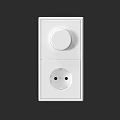 White Modern Switch Panel with Round Knob and Power Socket in Sleek Design 3d model