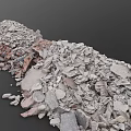 Large Heap of Construction Rubble With Concrete Fragments And Stone Pieces
