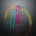 Colorful Outdoor Sports Play Equipment With Spiral Slide Arched Frames And Ladders