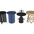 Stylish Side Tables With Various Designs Including Black Blue And White Patterns 3d model