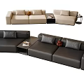L Shaped Sectional Sofa with Soft Cushions and Side Table in Two Colors 3d model