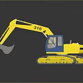Yellow Functional Excavator With Blue Cabin Tracks Model 316 And Bucket