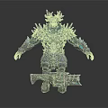Fantasy Mythical Warrior With Crystal Spiked Armor Intricate Design Standing Pose