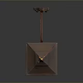 Copper Wall Lamp With Decorative Metal Bracket And Square Illuminated Lampshade