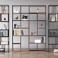 Antique Solid Wood Bookshelf New Chinese-style Multi-layer Storage Rack Floor-standing Hollow Decorative Bookshelf 3d model