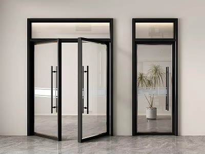 Glass double door office glass door commercial door commercial glass door glass door shop double door 3d model