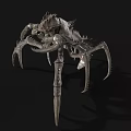 Futuristic Mechanical Spider Sculpture With Sharp Metal Legs And Detailed Design