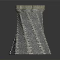 Knitted Decorative Castle Tower Figurine With Tapered Structure And Crenellated Top