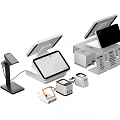 Modern Commercial POS Equipment With Touchscreen Cash Register Barcode Scanner And Receipt Printer