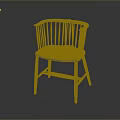 Vintage Wooden Single Chair With Curved Slat Backrest And Solid Wood Seat Design