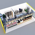 Bird's Eye View Of Modern Retail Store Interior With Display Shelves And Counter Layout Design
