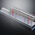 Modern Furniture Metal Frame Structure With Red Pillars White Beams And Base Platform