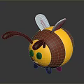 Cute Chubby Cartoon Bee With Red And Yellow Stripes White Wings And Antenna