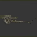 Antique Military Weapon Field Artillery Gun with Wheels and Rusty Barrel