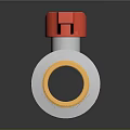 Shiny Metal Ball Valve With Silver Body Red Handle And Golden Connector