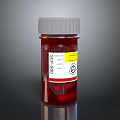 Red Capsule Shaped Food Snack in Transparent Bottle with White Label