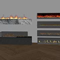 Modern Fireplace Designs Featuring Various Flame Effects And Stylish Materials 3d model