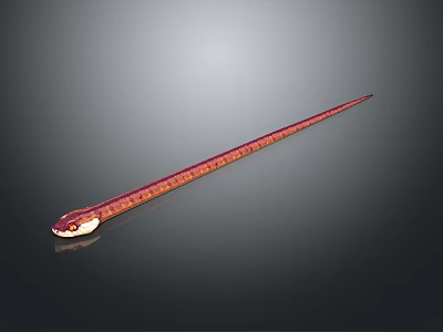 Long Slender Red and Yellow Striped Reptile Snake Against Grey Gradient Background 3d model