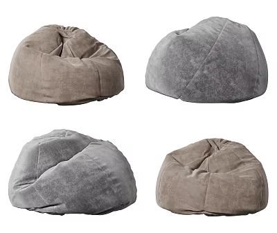 Modern Comfortable Bean Bag Chairs In Gray And Brown Velvet Fabric 3d model