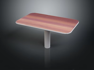 Sleek Modern Wooden Table With Pink Grain Top And White Pedestal Base For Home 3d model