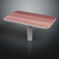 Sleek Modern Wooden Table With Pink Grain Top And White Pedestal Base For Home