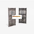 Vintage Wooden Doors With Lattice Panels And Decorative Carved Texture