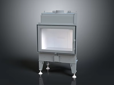 Industrial Gray Furnace With Transparent Observation Window Support Legs And White Foot Pads 3d model