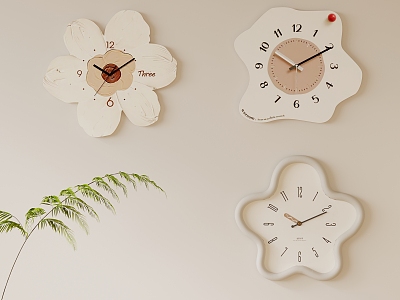 Cream wind clock wall clock wall decoration 3d model