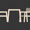 Simple Modern White Dining Table Set With Two Textured Chairs