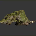 Mossy Wooden Tree Stump Decor With Natural Stone Base And Textured Surface 3d model