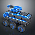 3D Model Robot Vehicle With Blue Black Mechanical Design And Multiple Wheels