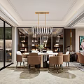 Modern Living and Dining Room Interior With Crystal Chandelier Sofa Coffee Table And Decorative Painting