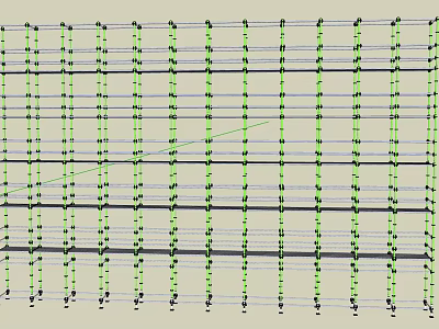 Green Line Grid Structure With Vertical Horizontal Lines And Data Points 3d model