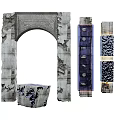 Multiple Arched Stone Columns With Textured Surfaces And Patterns