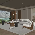 Elegant Modern Living Room Interior Design With Floor to Ceiling Windows Sofa And Gray Tones