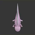 Pink Axolotl with Feathery External Gills and Smooth Skin on Dark Reflective Surface