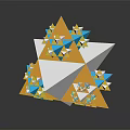 3D Abstract Geometric Sculpture With Orange White And Blue Triangles Design