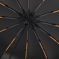 Black Automatic Umbrella With White Stripes And Orange Ribs For Daily Use