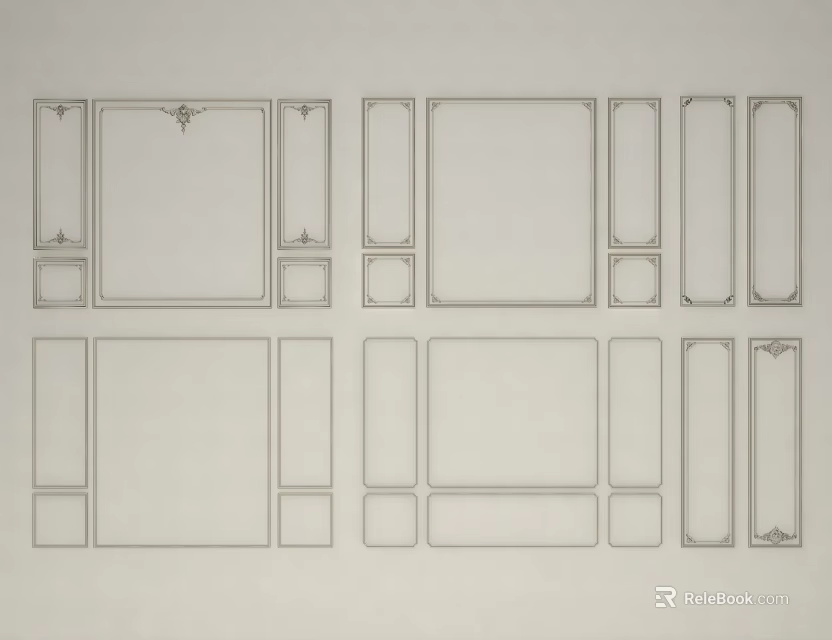 Ornate Line Borders With Various Decorative Details 3d model