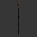 Ancient Wooden Magical Staff With Twisted Design And Dark Textured Surface