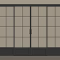 Modern Interior Sliding Doors With Black Frame And Grid Glass Panel Design 3d model