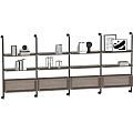 Multilayer Wooden Shelving Unit with Open Storage Layers for Home Organization and Decor
