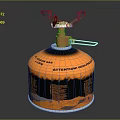 Orange Portable Gas Cylinder With Warning Label And Burner Support